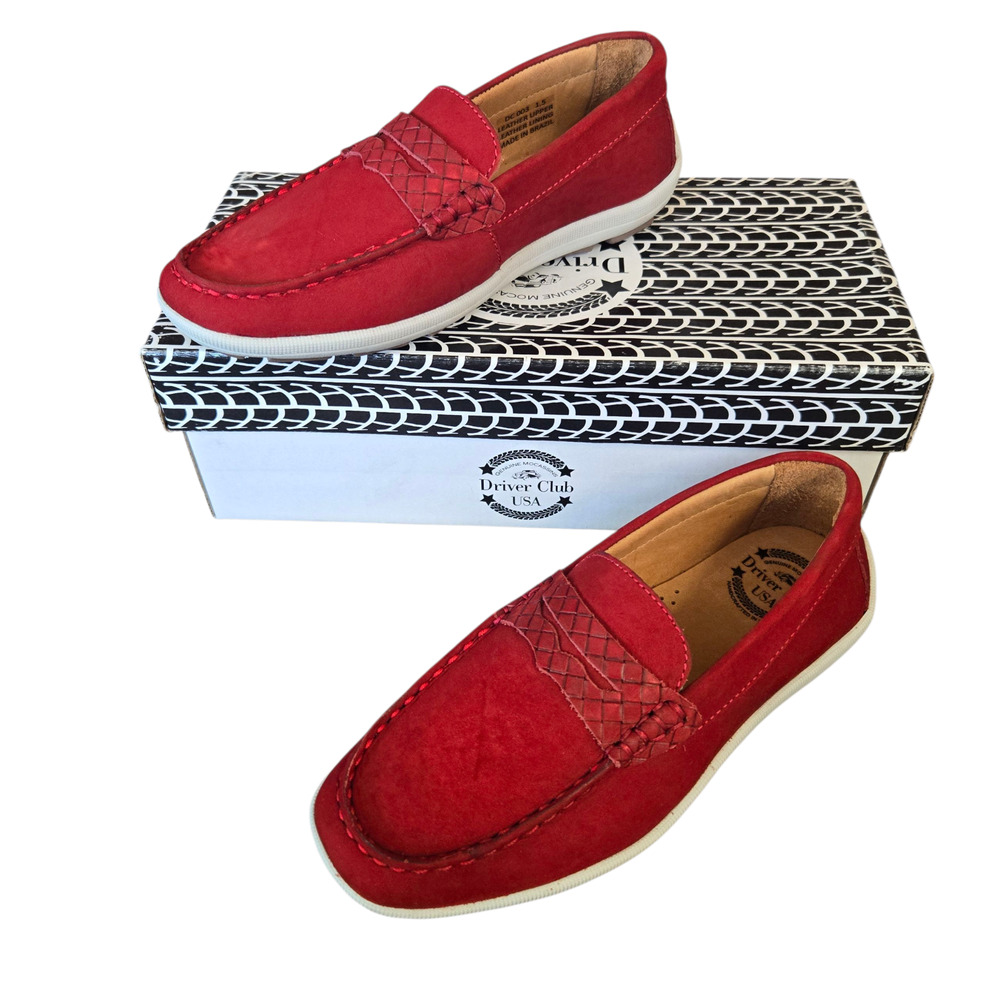 NEW Driver Club USA Cape Coral DC 003 Kids Girls 1.5 Loafers Shoes Leather Red